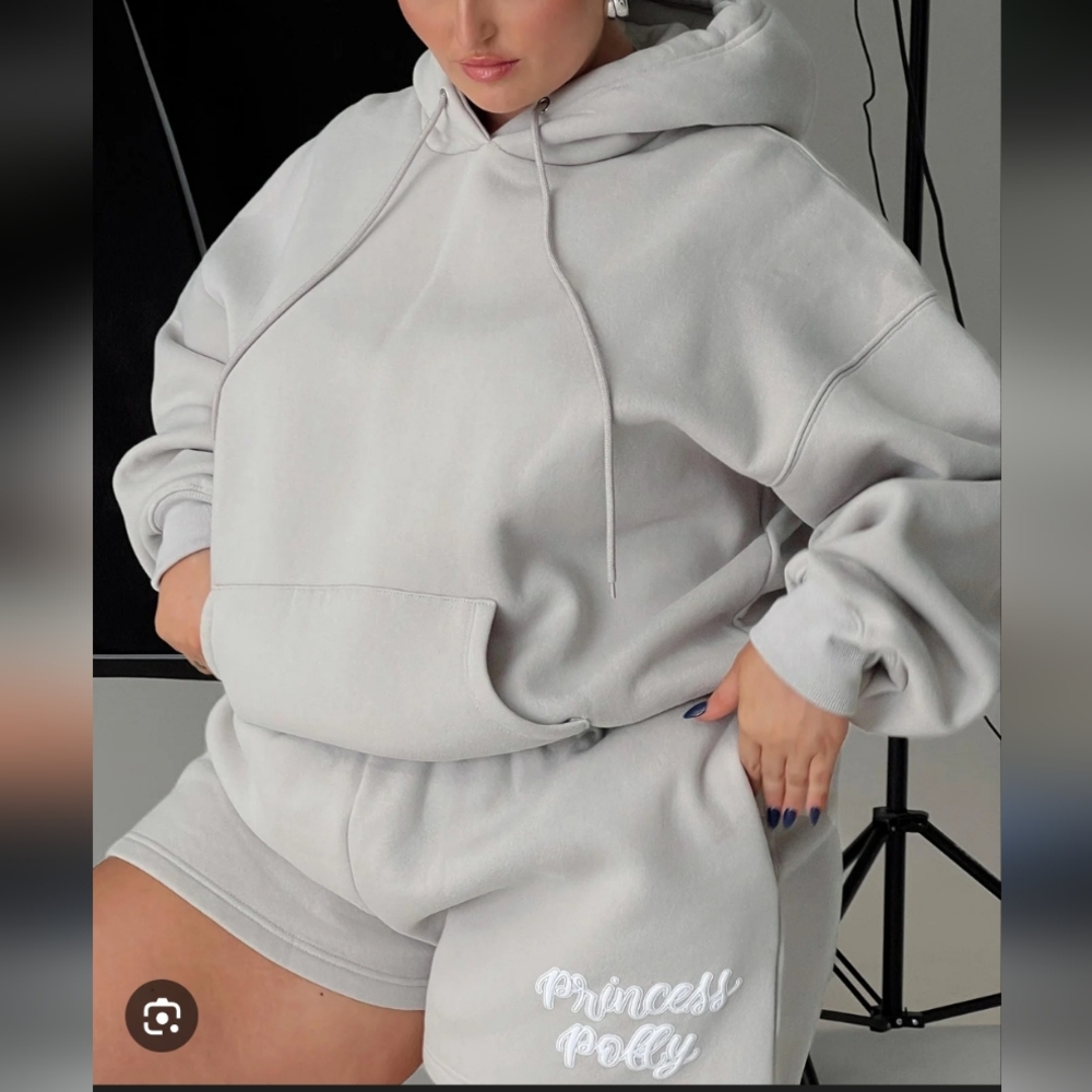 Princess Polly Light Gray Hoodie Oversize‎